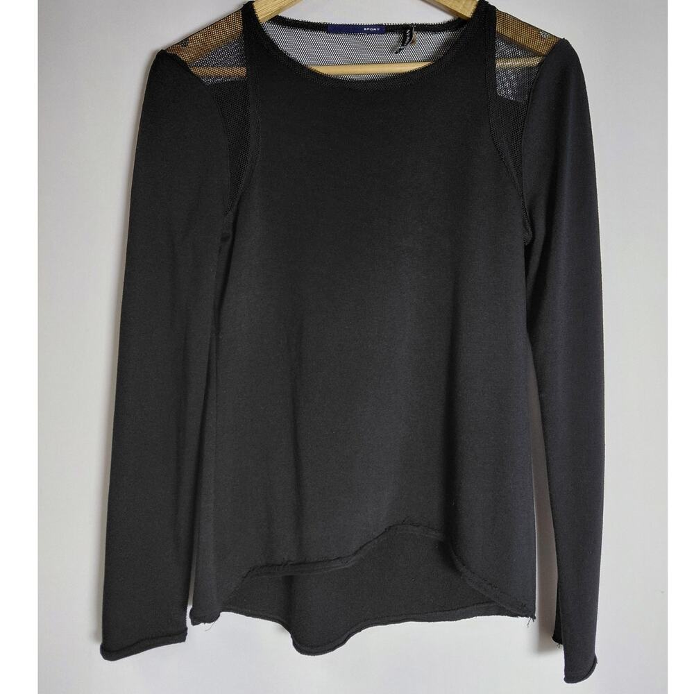Elie Tahari Sport Black Long Sleeve Top Solid Knit Women See Measurements